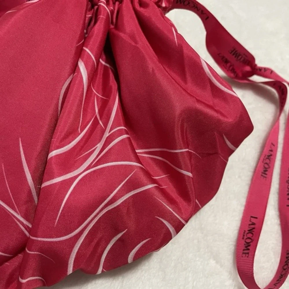 Lancome Makeup Bag Reversible Toiletry‎ Black Pink Drawstring Bucket Pouch
